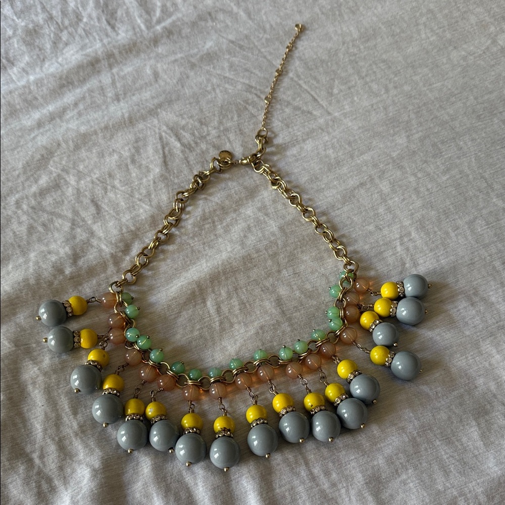 J. Crew Gray and Yellow Beaded Necklace